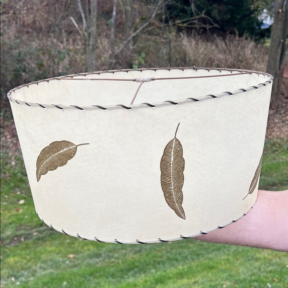 Vintage Other - Vintage MCM Fiberglass Large Whip Stitch Lamp Shade Botanic Leaf Pattern